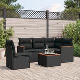 Maison Exclusive - Ensemble de jardin d'extérieur, 6 pièces, avec coussins, noir, en polyrotin