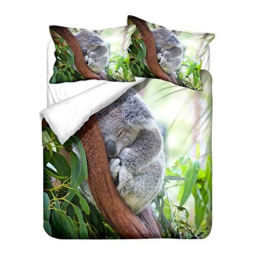 Sticker superb Kids Dekbedovertrek Set Dier 3D IJsbeer Dolfijn Schildpad Pinguïn Koala Seal Patroon Jongen Meisje Microfiber Polyester Rits Beddengoed Set Single Double King Size met Kussensloop (Groen, 135x200 cm)