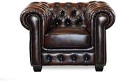 Vente-unique Fauteuil chesterfield BRENTON 100% buffelleer - bruin tinten