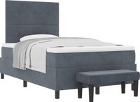 vidaXL Boxspring bed met hoofdeinde Donkergrijs 190 x 120 cm Fluweel