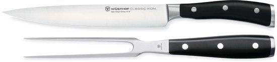 Wusthof Classic Ikon Trancheerset - Zwart - RVS - 2-delig