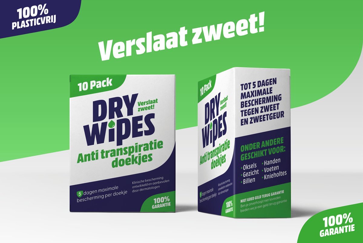 Drywipes - Antitranspirantie wipes - 10-pack