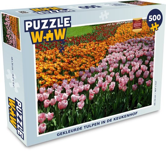 MuchoWow Puzzel Gekleurde tulpen in de Keukenhof - Legpuzzel - Puzzel 500 stukjes - Sinterklaas cadeautjes - Sinterklaas voor grote kinderen