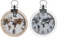 DKD Home Decor Muurklok Kristal Ijzer Hout MDF Wereldkaart (2 Stuks)