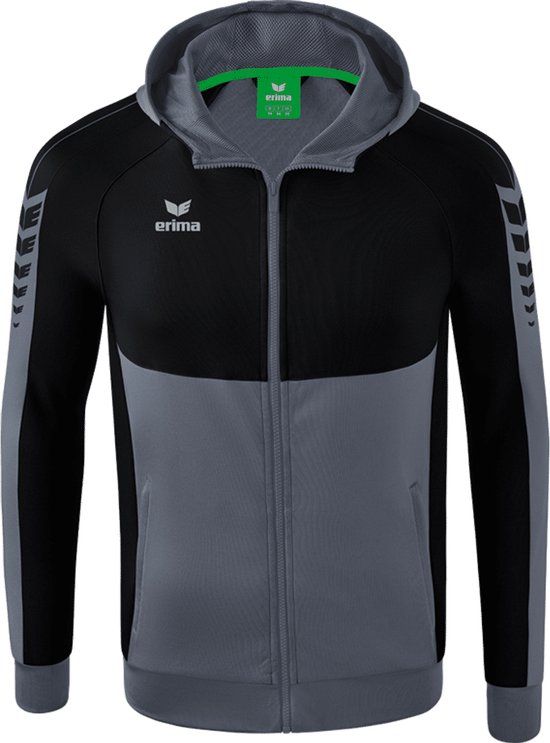 Erima Six Wings Trainingsjack Met Capuchon Heren - Slate Grey / Zwart - XL