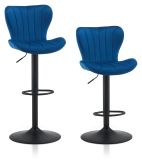 Ensemble de 2 tabourets de bar, modèle "ailes", réglables en hauteur, pivotants à 360°, avec dossier