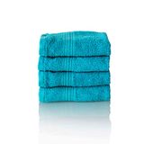 Glart Premium badstoffen handdoekenset, serie van badstof in 6 kleuren en 5 maten, kleur: TURQUOISE, 4 gastendoekjes van 30 x 50 cm
