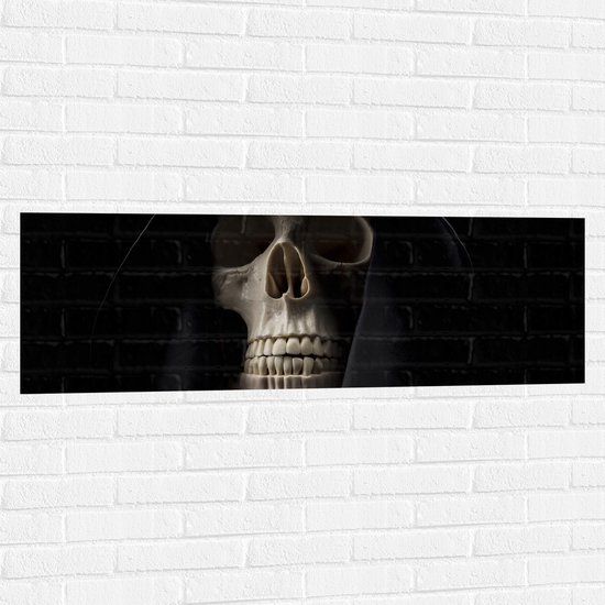 Merkloos Muursticker - Doodskop met Zwart Laken - 120x40 cm