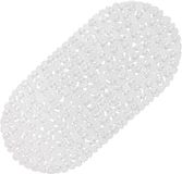 WELTRXE Pebbles Badmat, doorzichtige antislip badmat met zuignappen, afvoergaten voor badkamer douches, bad, machinewasbaar, BPA, latexvrije veilige douchematten, ovaal, 60 x 35 cm