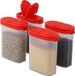 Bol Premium kruidendozen, opbergdozen voor kruiden in grote en kleine maten met praktische shakers van BPA-vrij plastic, luchtdichte opbergcontainers voor in de keuken (4 stuks)