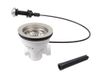 Kirchhoff Valve à boisseau sphérique en plastique avec câble Bowden, 1 1/2" ET, cuvette de vanne et tamis en acier inoxydable Ø114 mm, avec raccord de trop-plein 1" - 98835440
