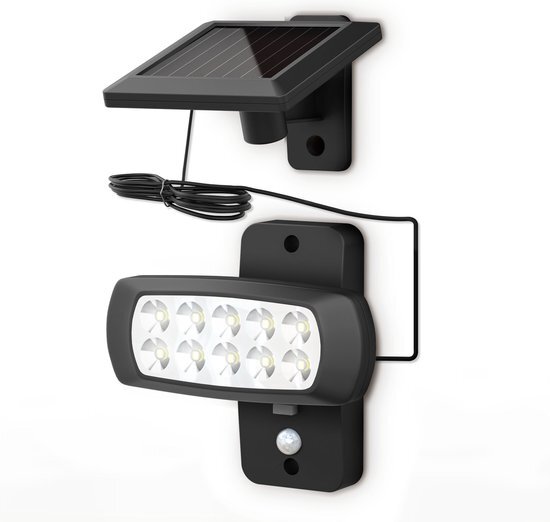 B.K.Licht - Schijnwerper met solar - wandlamp zonne energie - met bewegingssensor - IP44