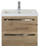 BES LED Seville Badmeubelset 60 cm - Natuur Eiken - Keramische Wastafel Wit