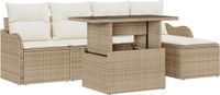 vidaXL Tuinbank Set 6-delig Beige Polyrattan