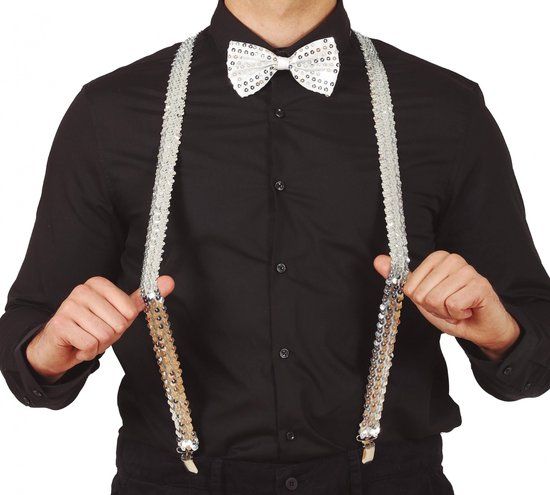 Boland Pailletten Bretels Zilver | Themafeest & Carnaval | Unisex