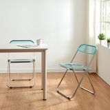en.casa Klapstoel set van 2 Pornainen 74x46x47 cm lichtblauw transparant