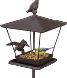 Relaxdays Voedertafel op paal - Gietijzer - 115 x 15 x 16 cm - Bruin