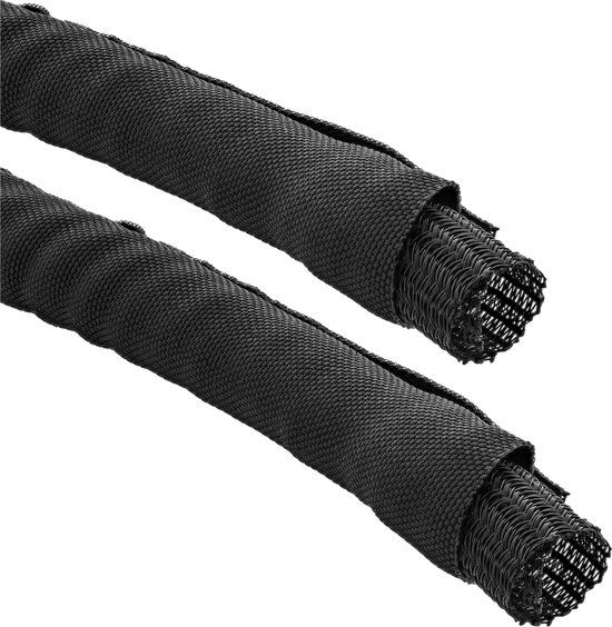 InLine Polyester kabelsleeve zelfsluitend met mantel - 25mm / zwart - 2 meter