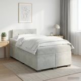vidaXL Boxspringbed met matras, lichtgrijs, 120 x 200 cm, fluweel
