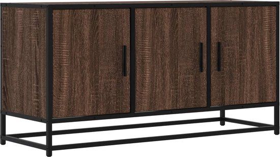 vidaXL Tv-meubel 100x35x50 cm bewerkt hout metaal bruin eikenkleur