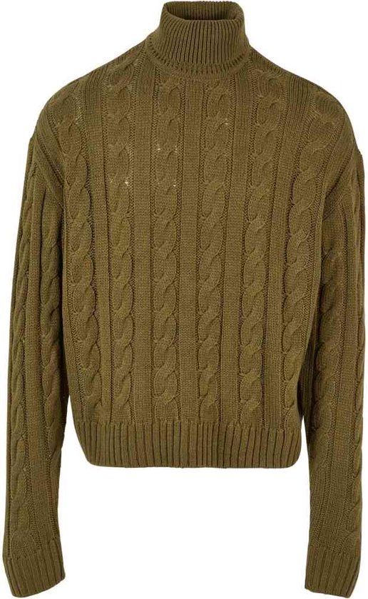 Urban Classics Boxy Roll Sweater - Men - S - Olive Green