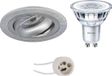 BES LED Spot Set - Pragmi Alpin Pro - GU10 - Encastré Rond - Argent Mat - Inclinable - Philips CorePro 840 36D - 3.5W - 4000K