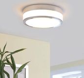 Lindby Plafondlamp badkamer - 2lichts - Glas, metaal - H: 9 cm - E27 - opaalwit, chroom