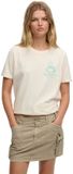 Superdry - Roadside Trade Relaxed T-shirt - Dames - T-shirts - Desert Bone Off White - Maat XL