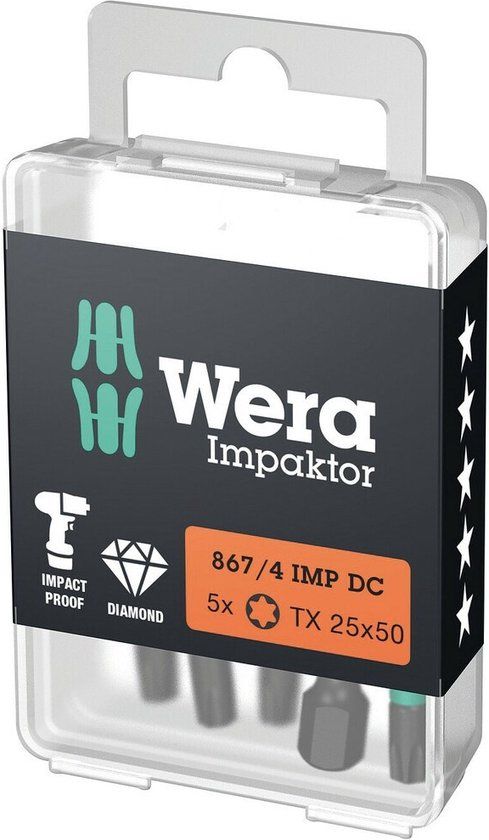 Wera 867/4 IMP DC Impaktor Bit TX 40x50mm - 5-delig