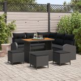 vidaXL Tuinbank Set 9-delig Zwart Polyrattan Hoek loungeset