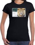 Bellatio Decorations Shoppartners Bv Dieren shirt met leeuwen foto - zwart - voor dames - Afrikaanse dieren/ leeuw cadeau t-shirt - kleding XL