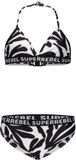 SuperRebel Isla basic cool triangle bikini Coral Zebra Maat 128