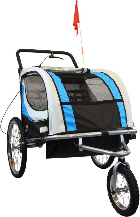 Viking Choice Fietskar voor kinderen - met buggyfunctie - blauw - 40 kg - Framebevestiging