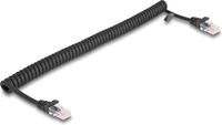 Delock RJ45 Coiled Cable male to male Cat.5e 1 m black
