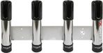 Seanox Porte-canne ouvert en acier inoxydable pour 4 cannes à pêche avec caoutchouc noir argent