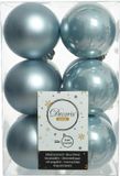 Decoris Boules de Noël - 12 pièces - Bleu clair - 6 cm - Plastique - Mat/Brillant