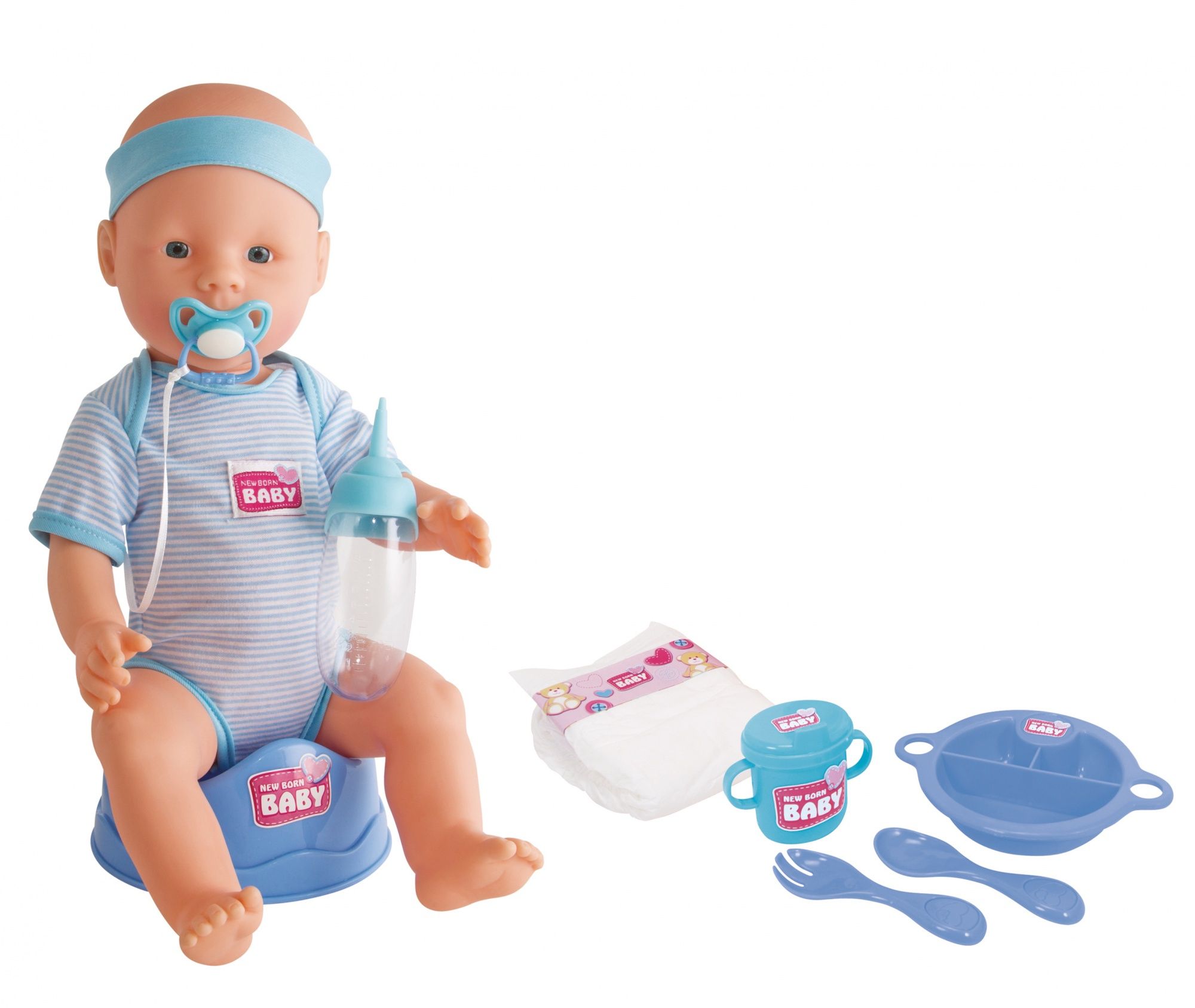 Smoby New Born Baby Babypop - 43 cm - Blauw - Jongen/Meisje - 3+ jaar