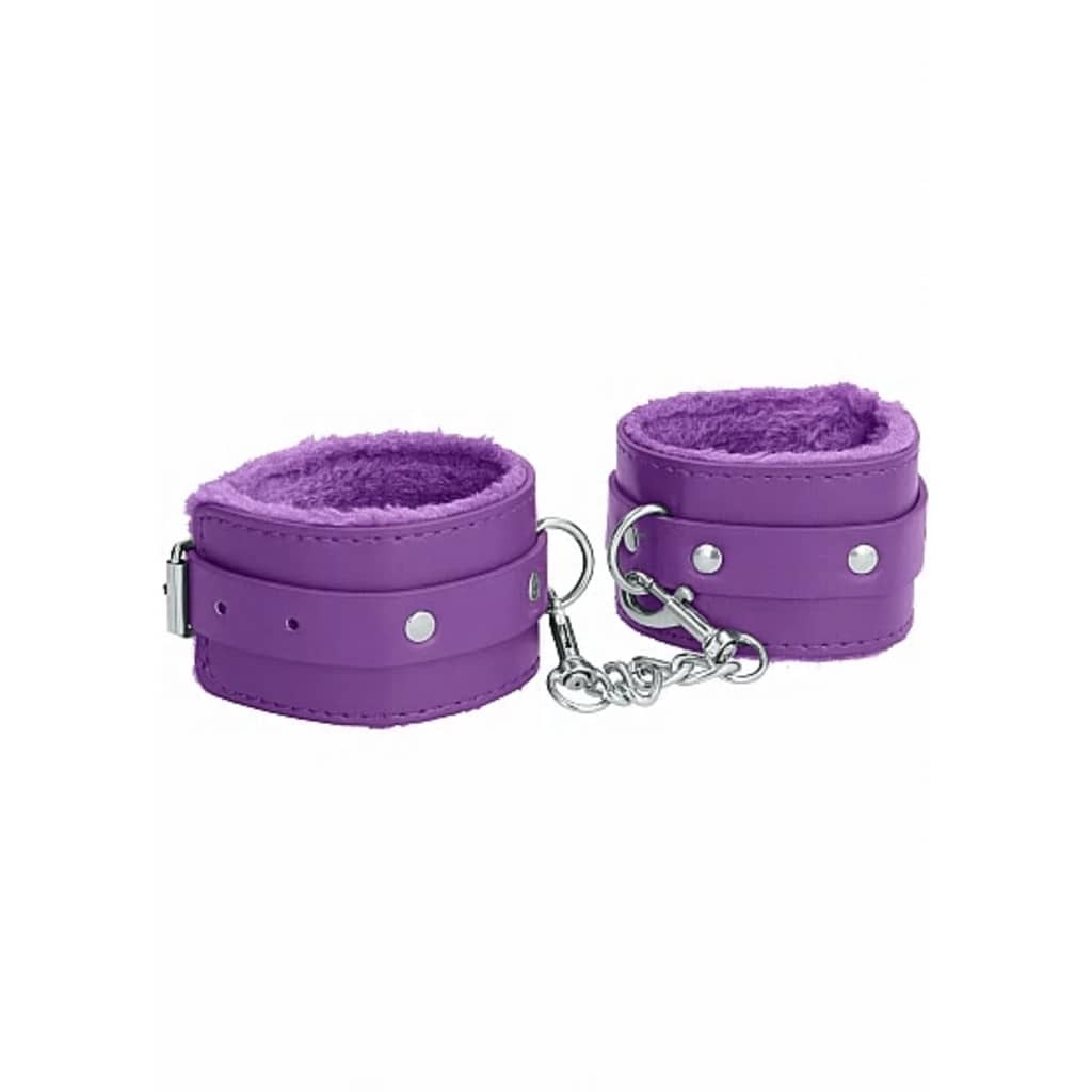 Shots - Ouch! Ouch Plush Leather Hand Cuffs - Purple