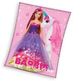 Barbie Fleece plaid Unicorn 130 x 170 cm Roze