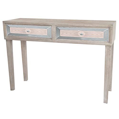 DRW Consoletafel met Spiegel en 2 Laden - Oranje - 110 x 35 x 80 cm