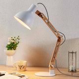 Lindby Bureaulamp Metaal/Essenhout Wit/Essenhout E27