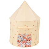 Selonis Kindertent Speeltenten 100X130cm/200 Ballen In Paviljoenvorm Voor Kinderen Eenvoudig Op te zetten Draagbaar Speelhuisje Voor Binnen En Buiten, Licht Beige: Pastel Beige/Pastel Blauw/Zalm Kleur