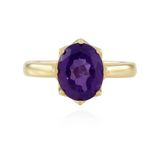 Cavill - Luxe Zilveren Ring Verguld - 2,25 ct Ovale Braziliaanse Amethist - 925 Sterling Zilver Ring - Elegante Paarse Edelsteenring