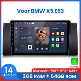 Awesafe Autoradio - Geschikt Voor BMW 5 serie X5 E53 E39 - 2GB+64GB - Draadloos Apple Carplay & Android auto - GPS Navigatie Bluetooth WIFI