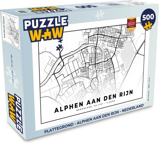 MuchoWow Puzzel Plattegrond - Alphen aan den Rijn - Nederland - Legpuzzel - Puzzel 500 stukjes - Stadskaart