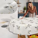 ANRO Tafelkleed Zilverblad Grijs Ovaal 200x140cm