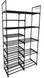 Lendo Online Opvouwbare Schoenenrek 16 vakken en handige haken - Schoenenkast - Opbergkast - Campingkast - Kampeerkast - 86x31x158cm - Zwart