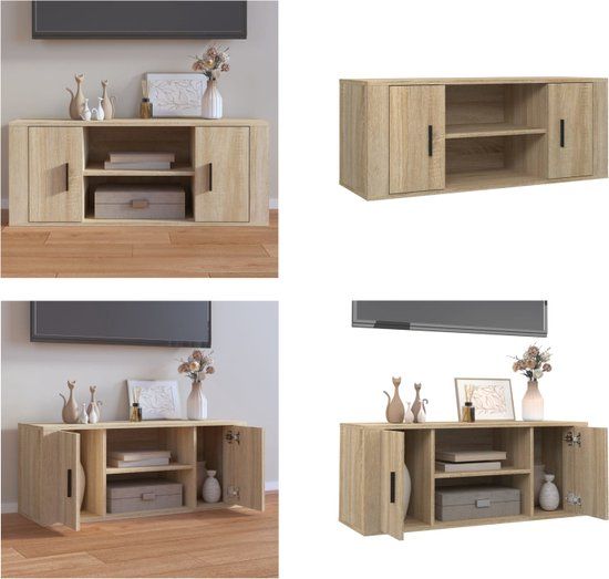 vidaXL Tv-meubel 100x35x40 cm bewerkt hout sonoma eikenkleurig