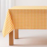 GAMUSI - Vlekbestendig Tafelkleed Katoen Polyester Vichy Ruit - 140 x 140 cm - Geel