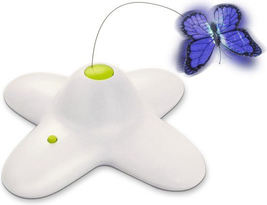 All For Paws Interactive Flutterbug - Wit/Blauw - Kat - 25 cm